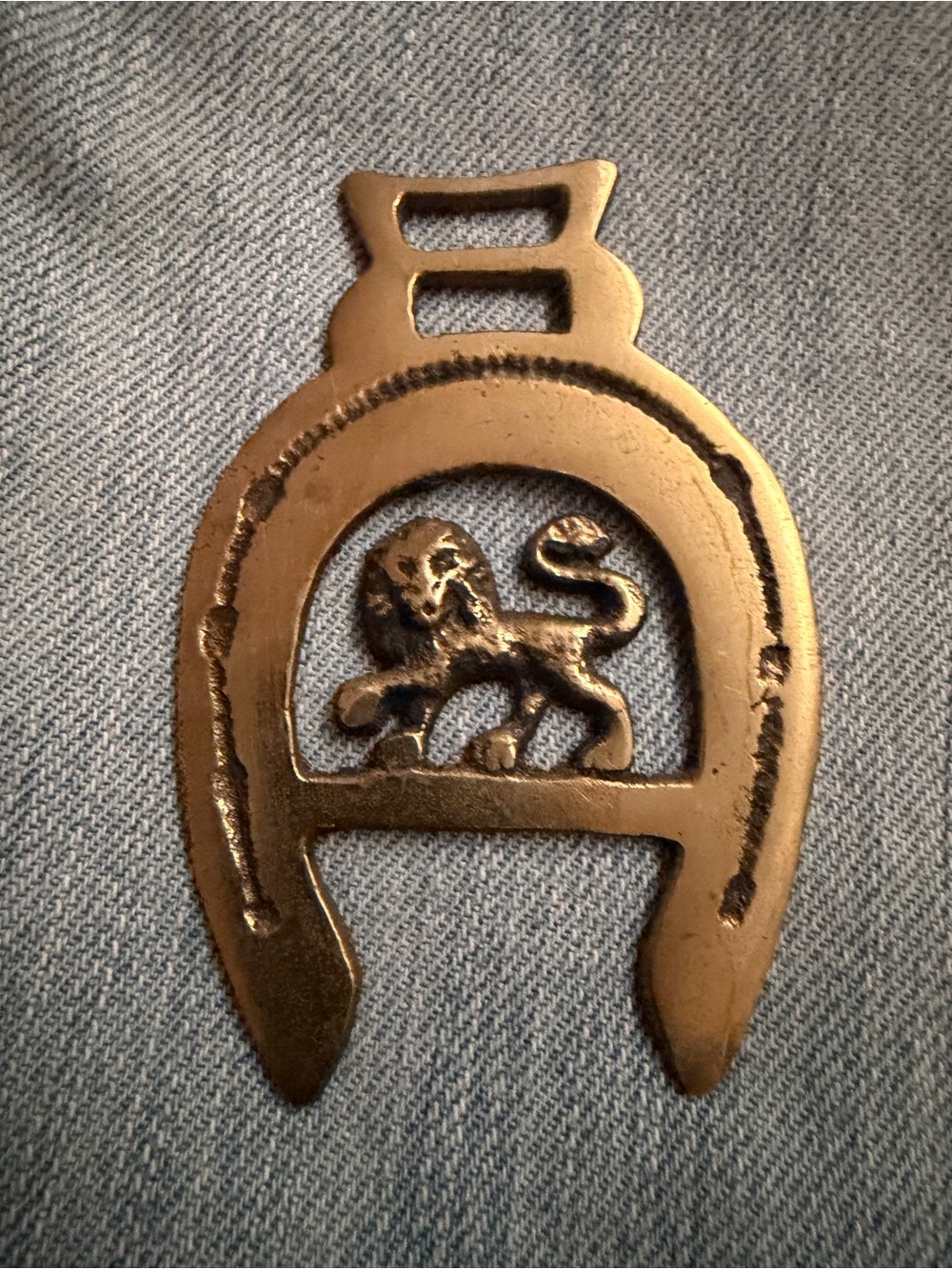 Vintage Brass Lion Horse Harness England 3.5” Ht.X 2.5” W As Is
